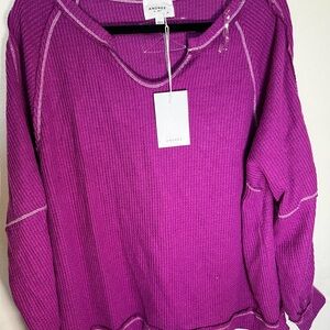 Andree by Unit Pink Oversized Ribbed Long Sleeve Sweatshirt